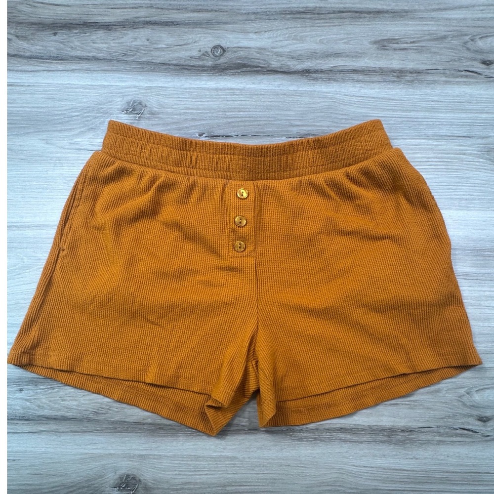 Better Together Burnt Orange Waffle Knit Lounge Shorts SHK4058PK Womens Medium